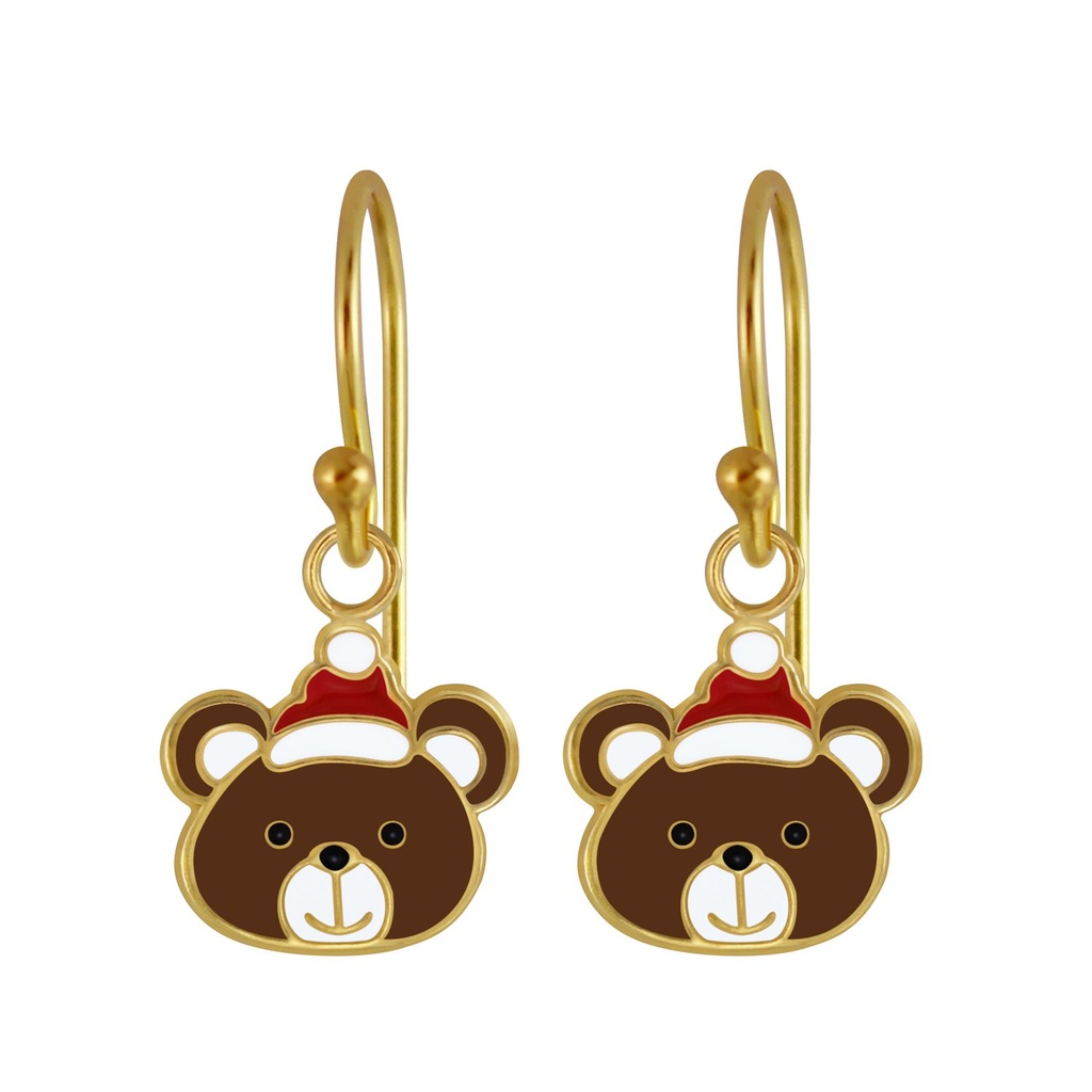[10003309] Silver Christmas Bear Earrings