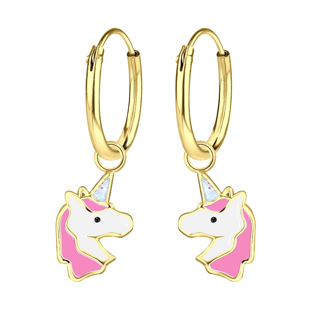 Créoles breloque licorne en argent