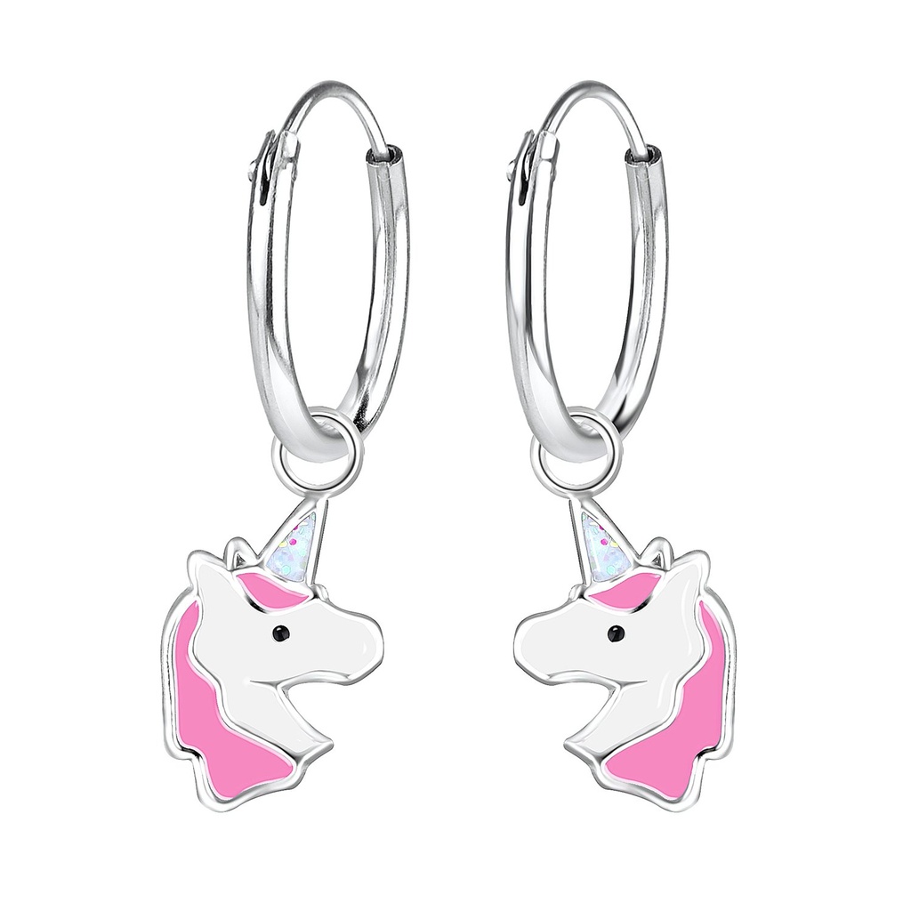 Créoles breloque licorne en argent