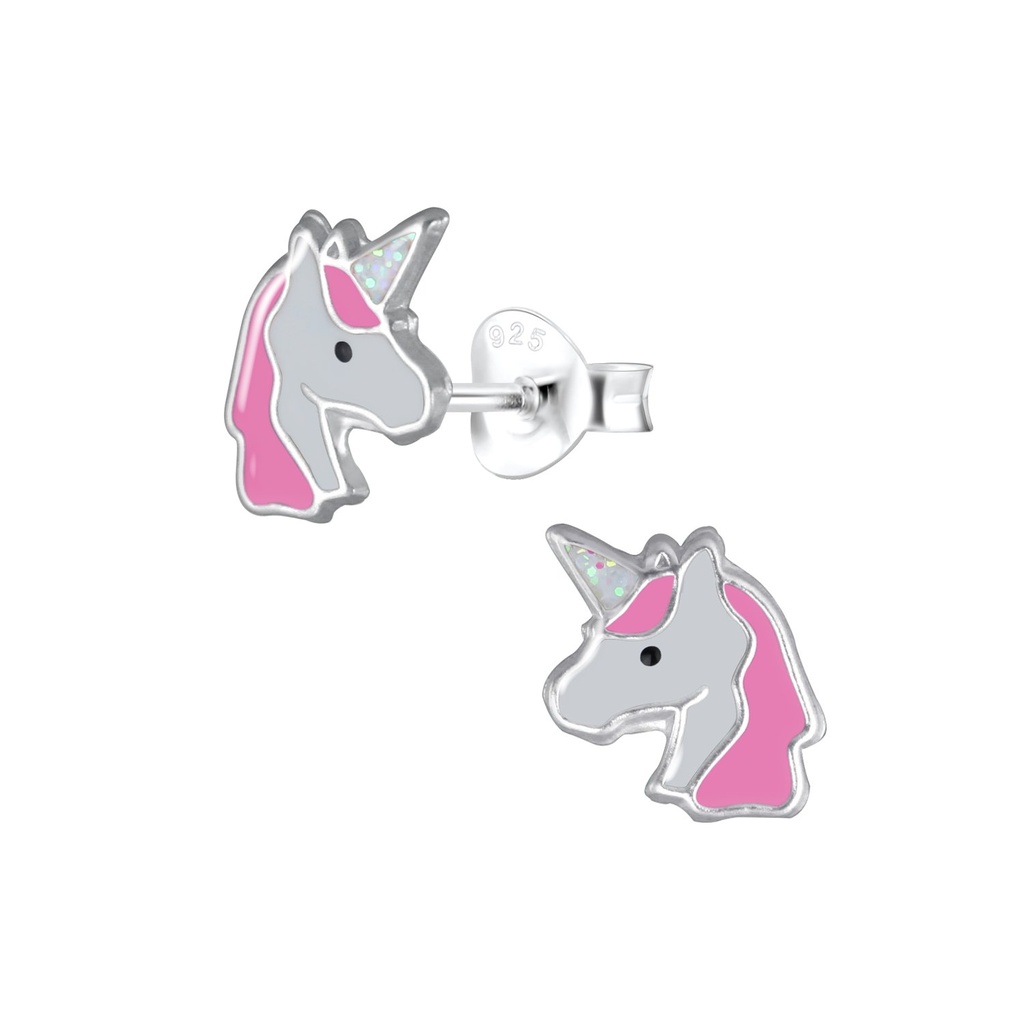 Silver Unicorn Stud Earrings