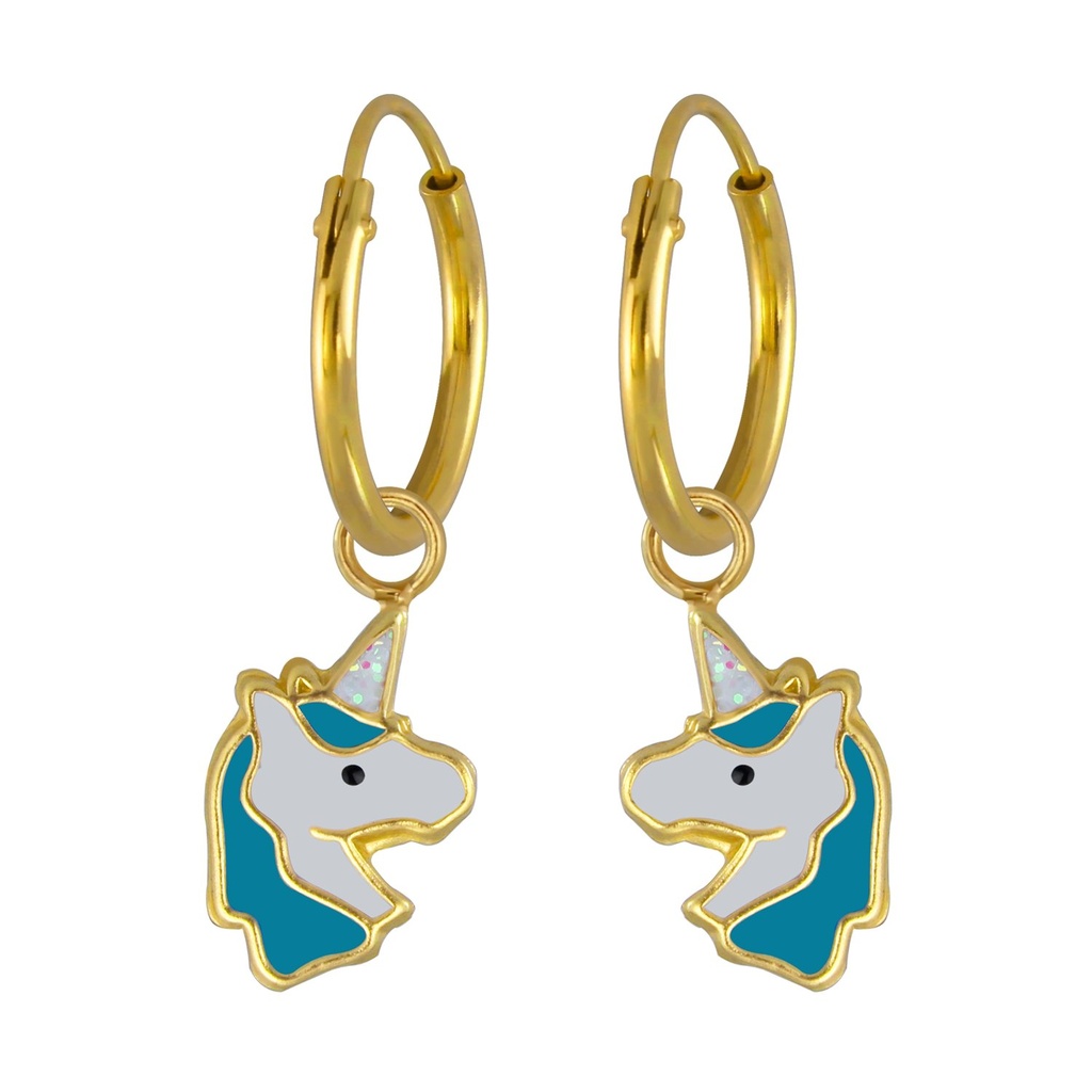 Créoles breloque licorne en argent