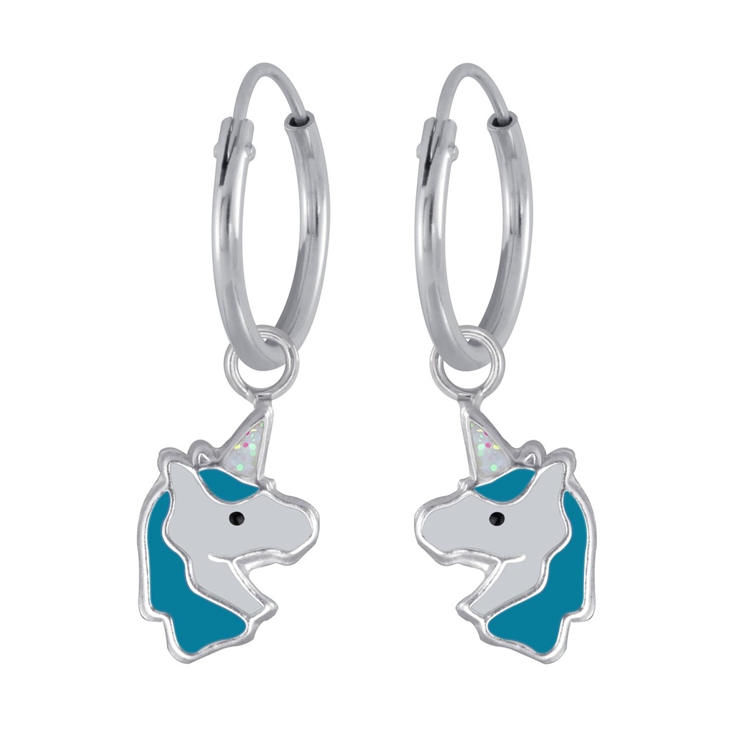 Créoles breloque licorne en argent
