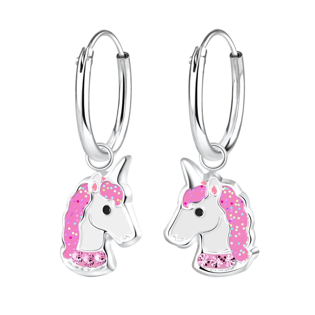 Créoles breloque licorne en argent