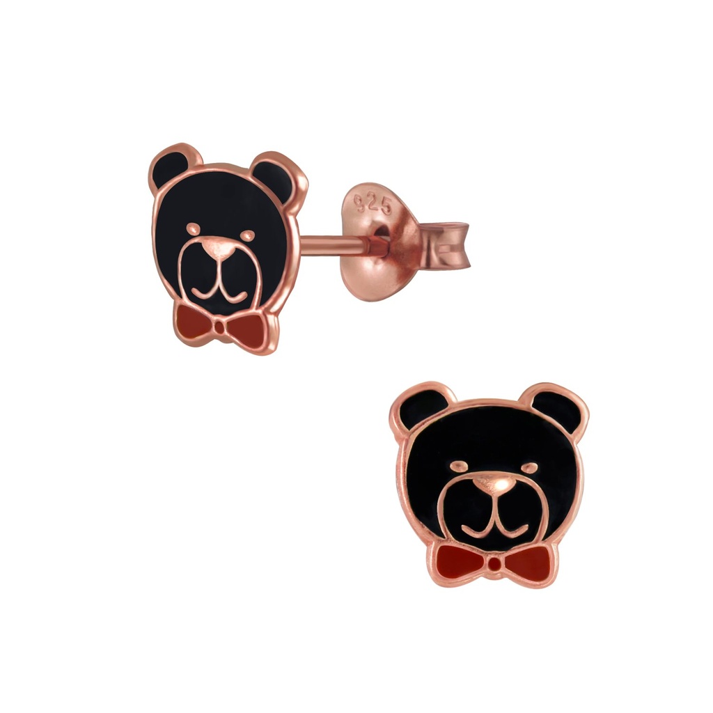Silver Bear Stud Earrings