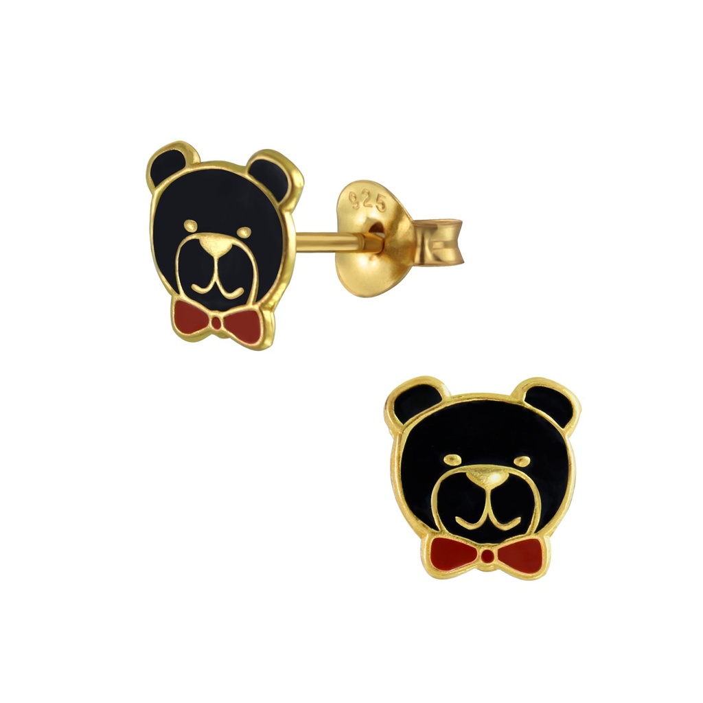 Silver Bear Stud Earrings