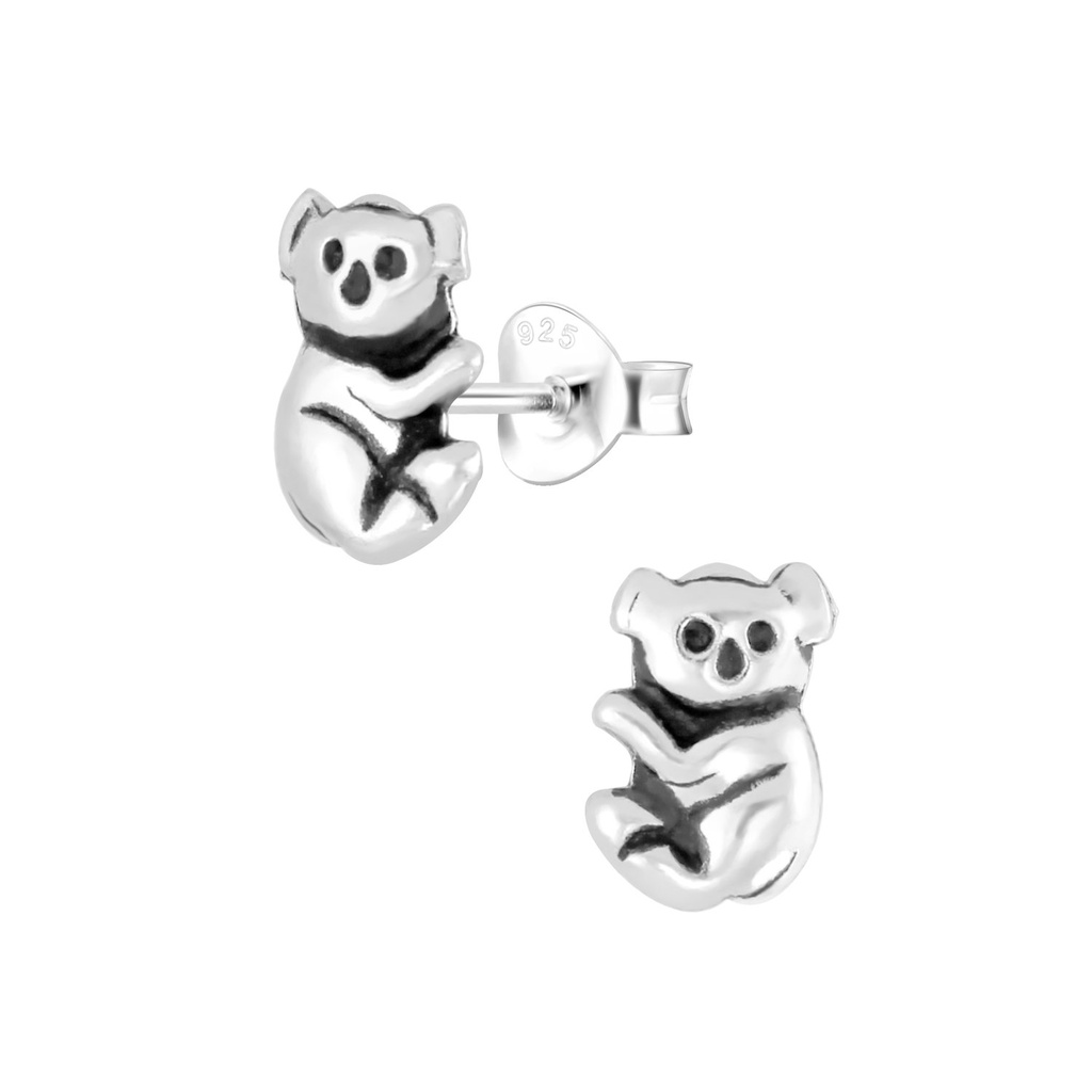 [10003271] Silver Koala Bear Stud Earrings