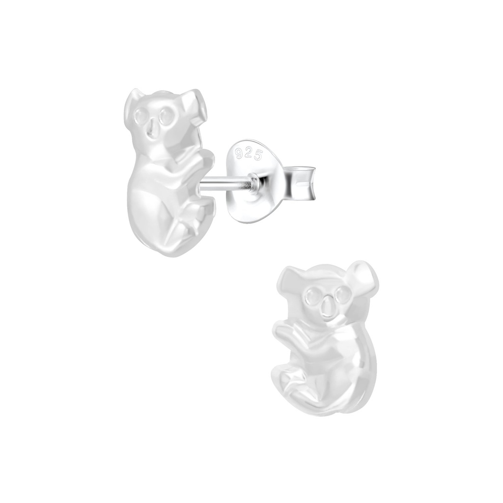 Silver Koala Bear Stud Earrings