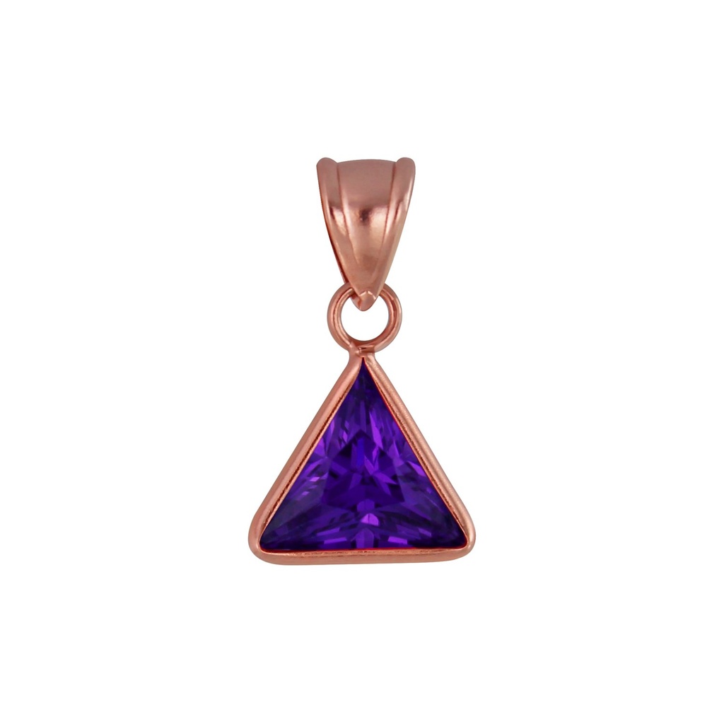 8mm Triangle Cubic Zirconia Silver Pendant