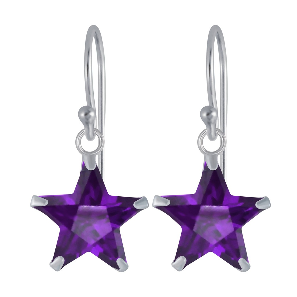 10mm Star Cubic Zirconia Silver Earrings