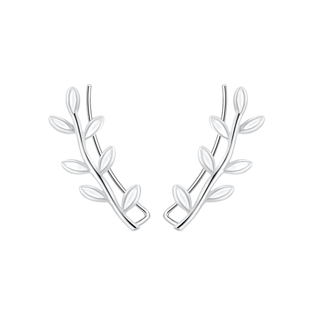 Grimpeurs d'oreille branche d'olivier en argent