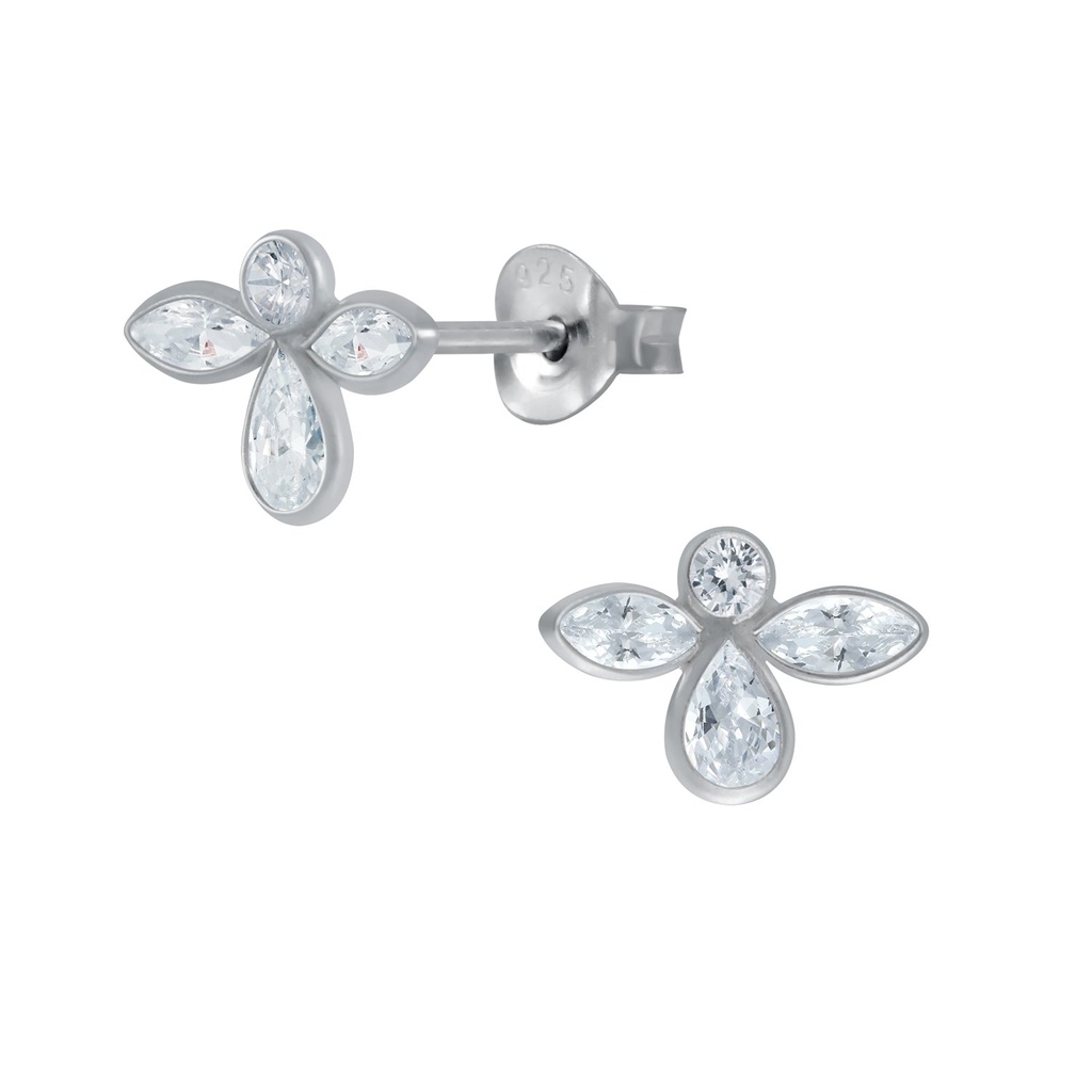 Silver Angel Cubic Zirconia Stud Earrings