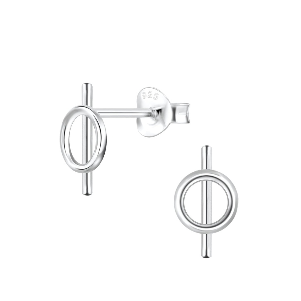 Silver Geometric Stud Earrings