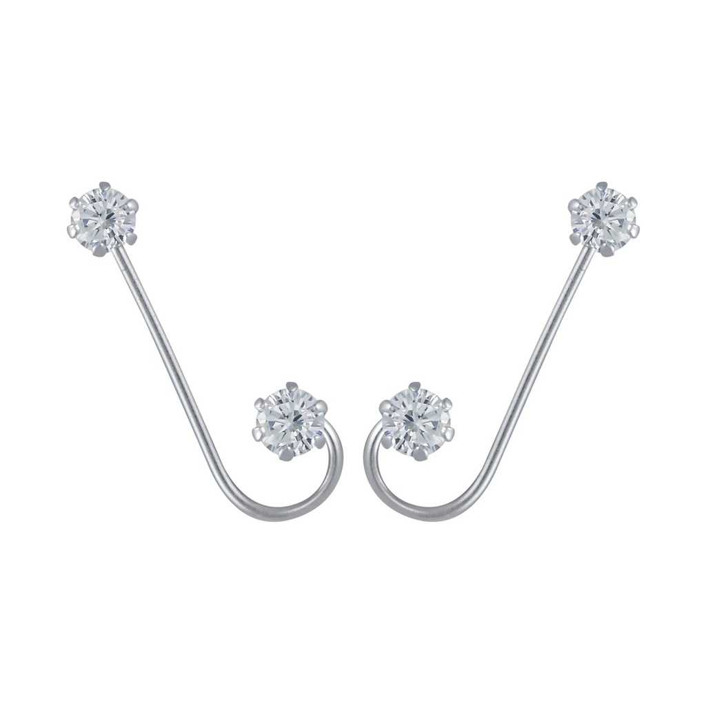 Silver Cubic Zirconia Ear Crawlers