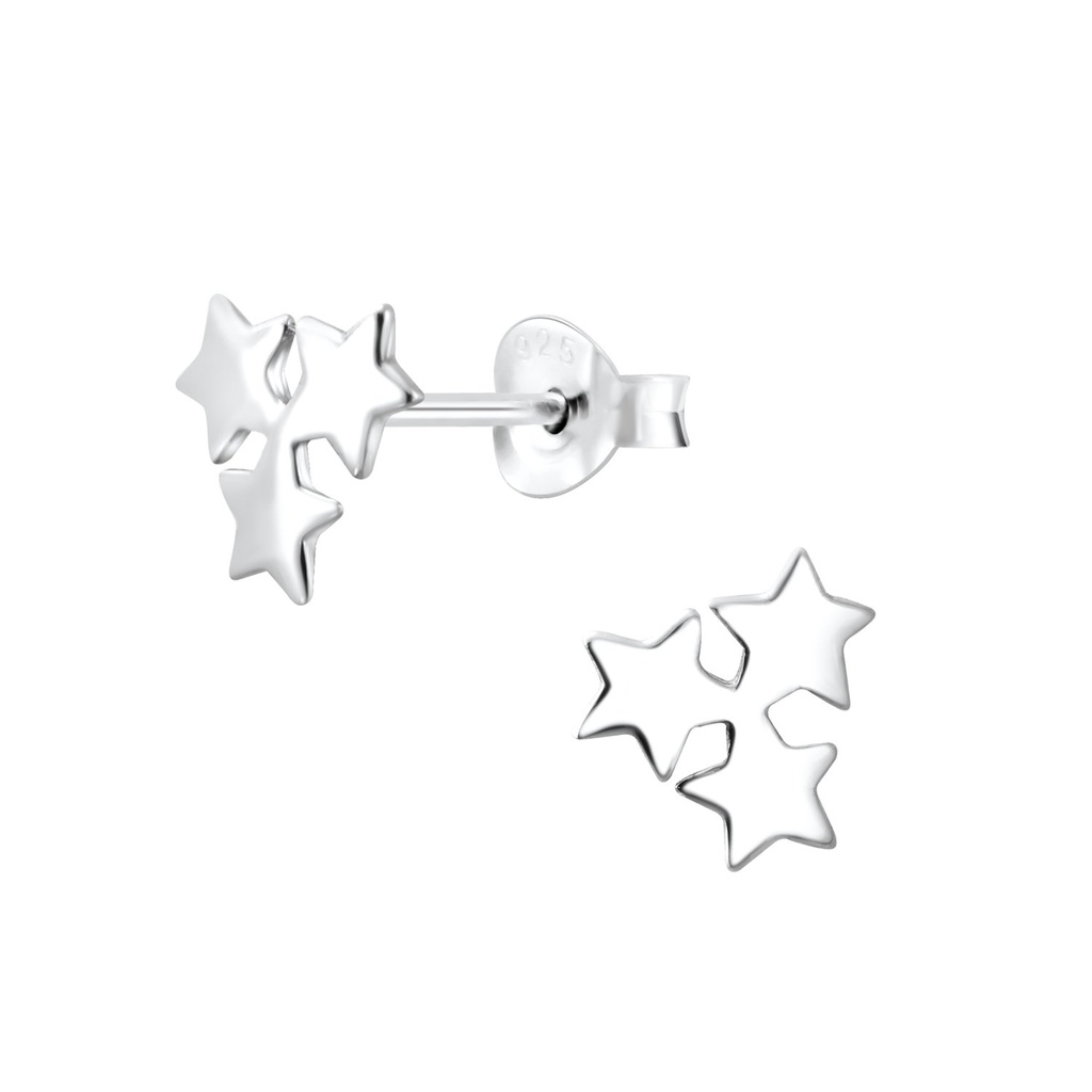 Puces d'oreilles étoile triple en argent