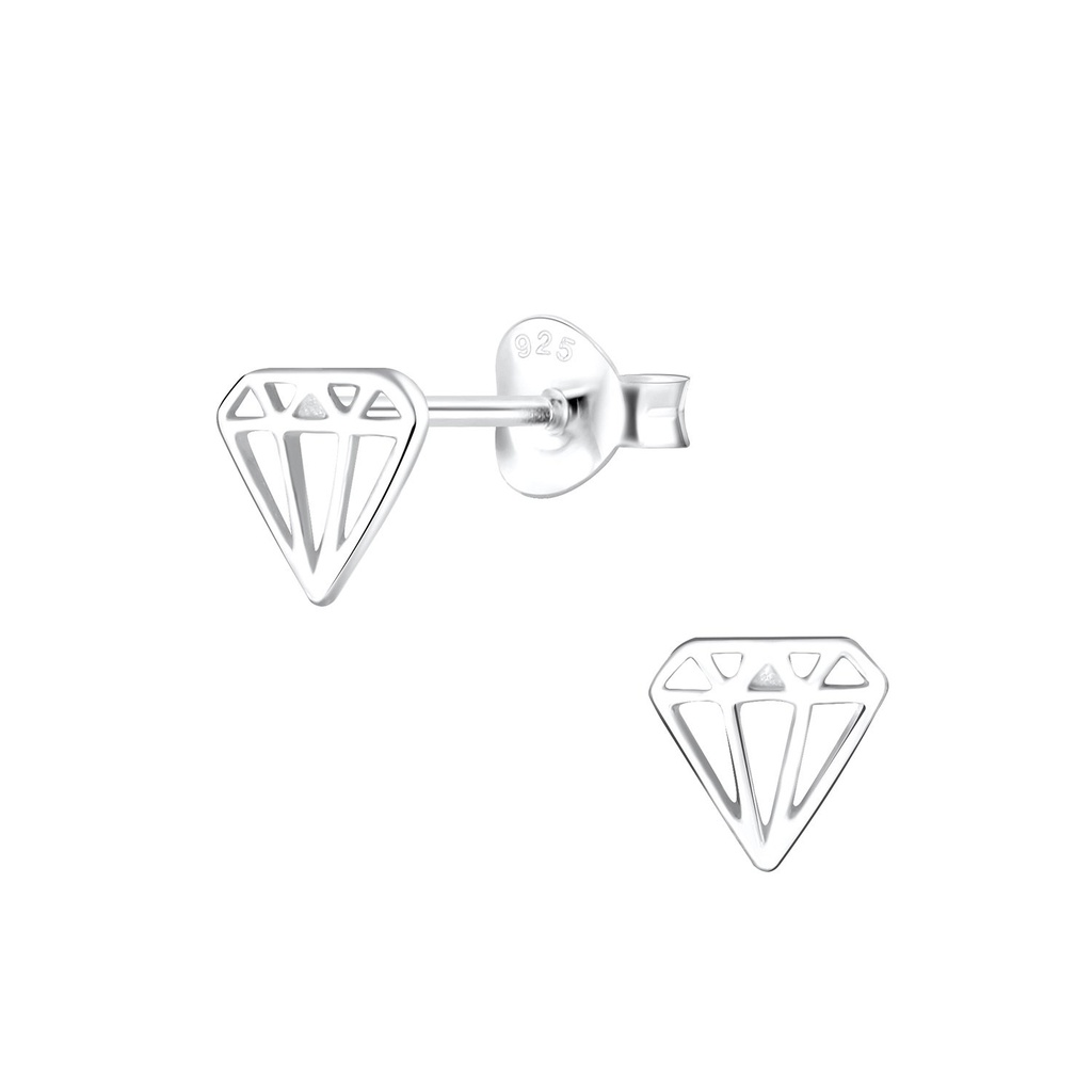 Puces d'oreilles en argent diamant