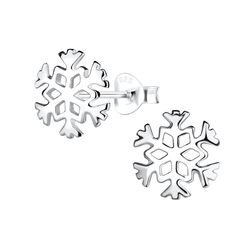 Silver Snow Flake Stud Earrings