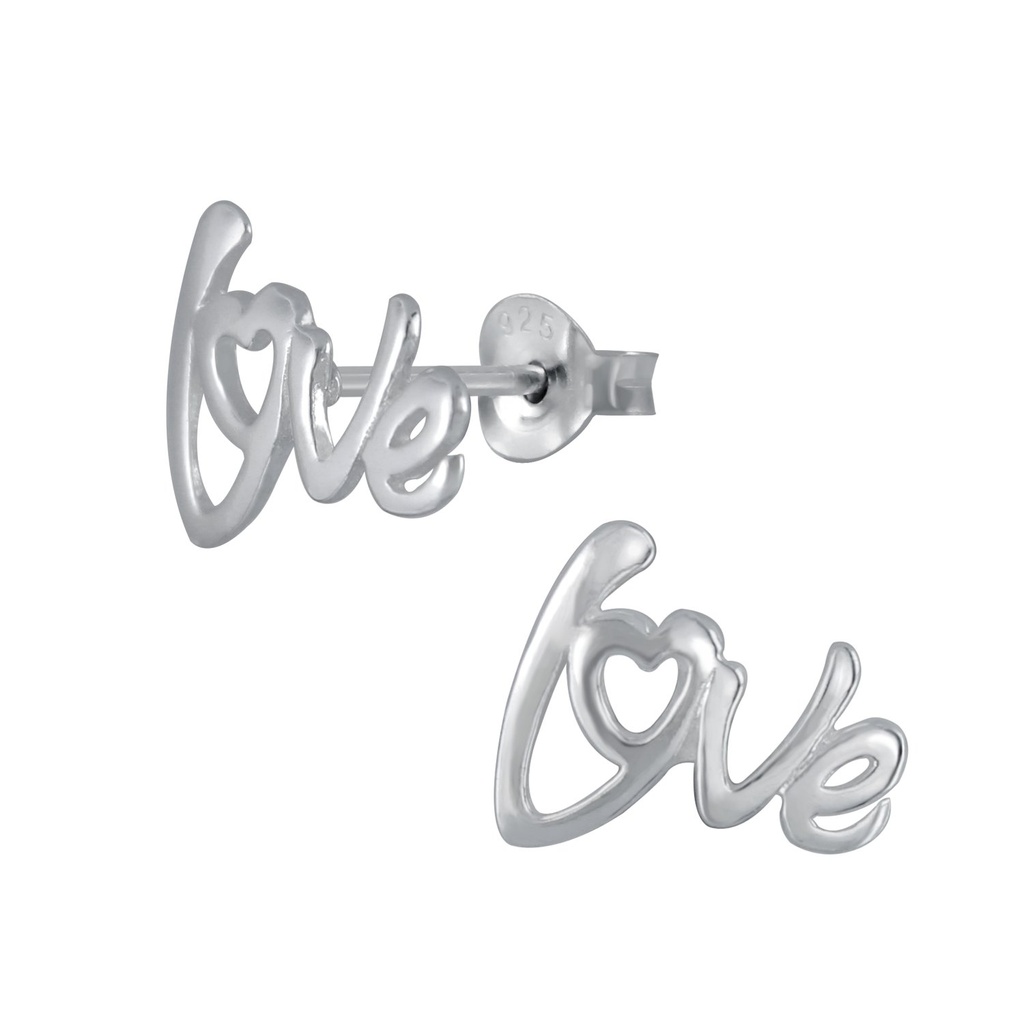 Silver Love Stud Earrings
