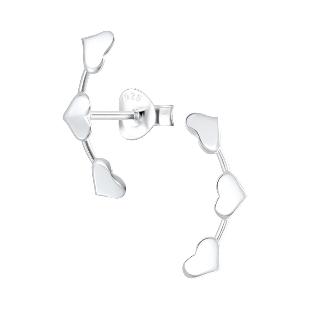 Puces d'oreilles cœur triple en argent