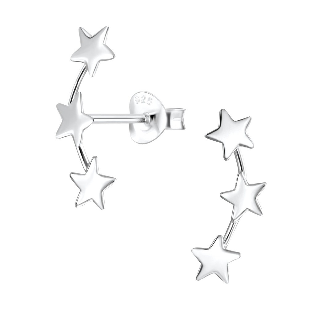 Puces d'oreilles étoile triple en argent