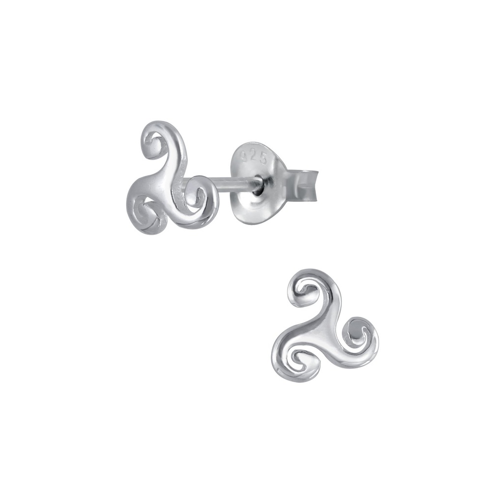 Silver Triskelion Stud Earrings