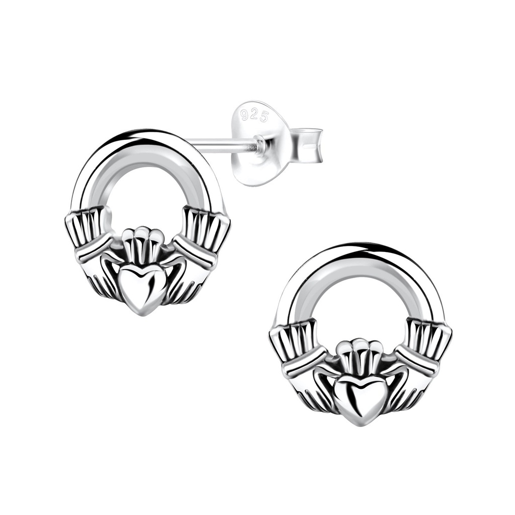 Puces d'oreilles claddagh en argent