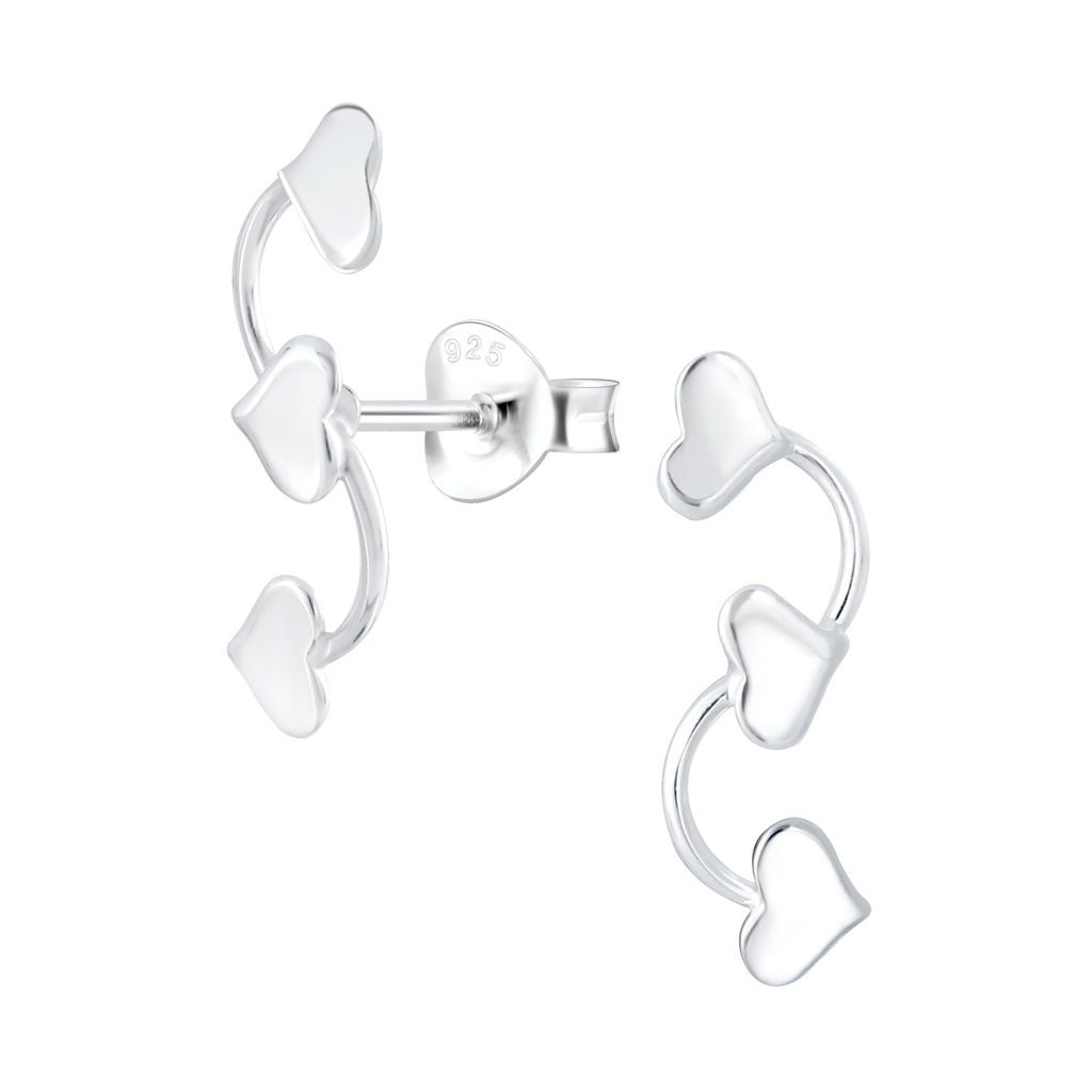 Silver Heart Stud Earrings