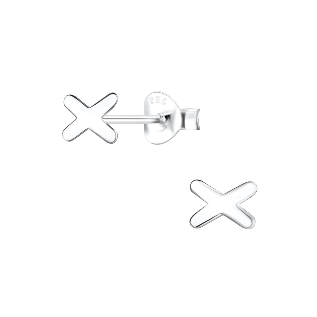 Puces d'oreilles croix en argent