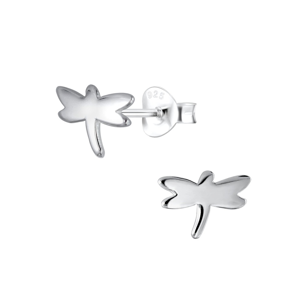 Puces d'oreilles libellule en argent