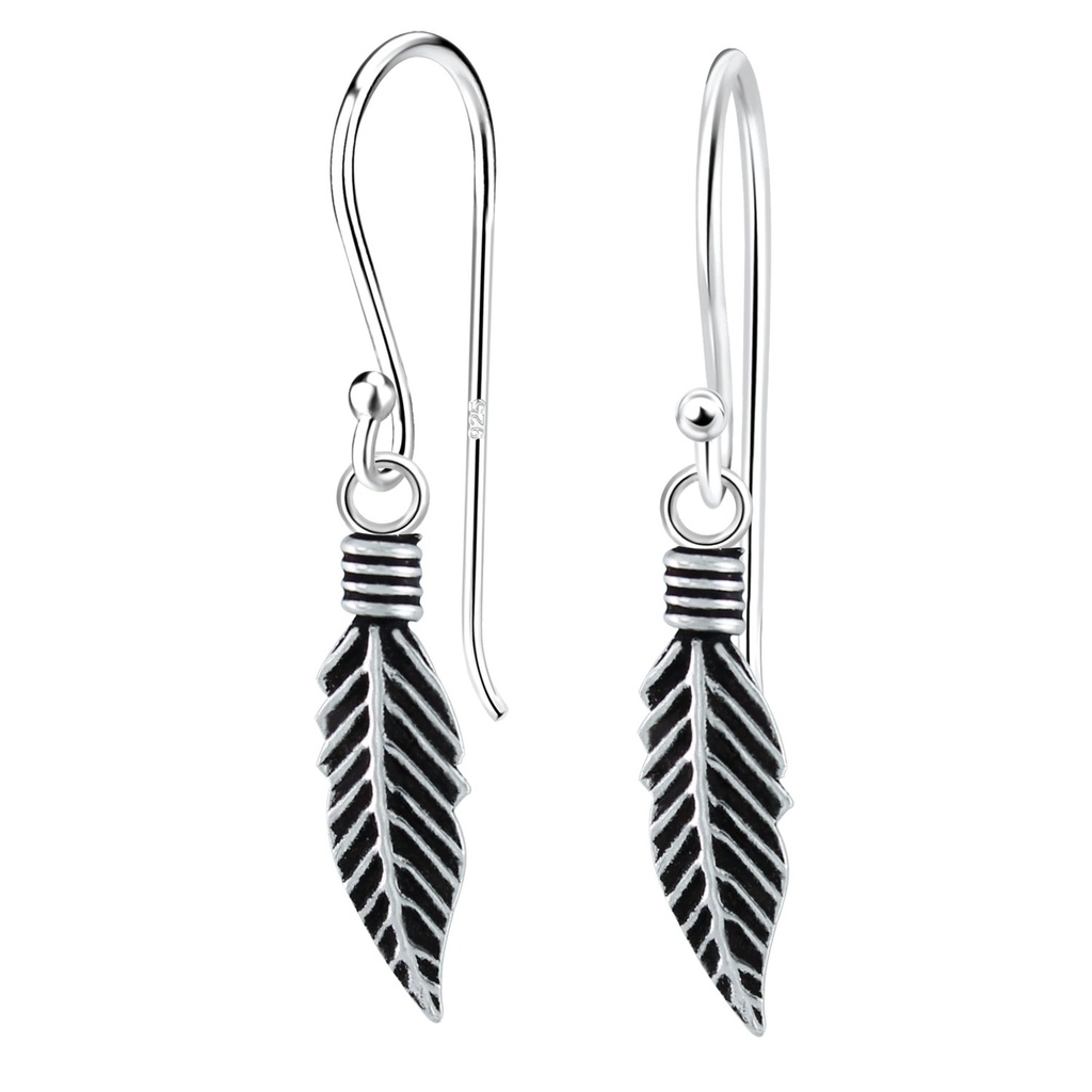 Boucles d'oreilles plume en argent