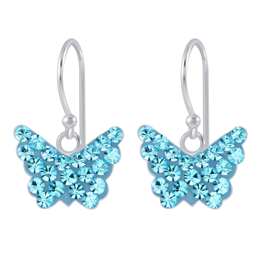 Boucles d'oreilles papillon en argent cristal
