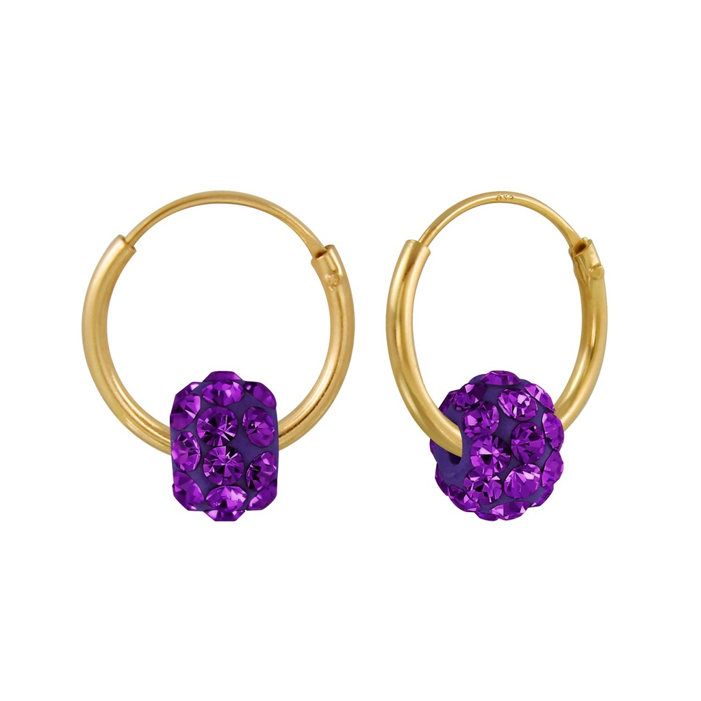 [10003160] Créoles boule en argent cristal (Amethyst)