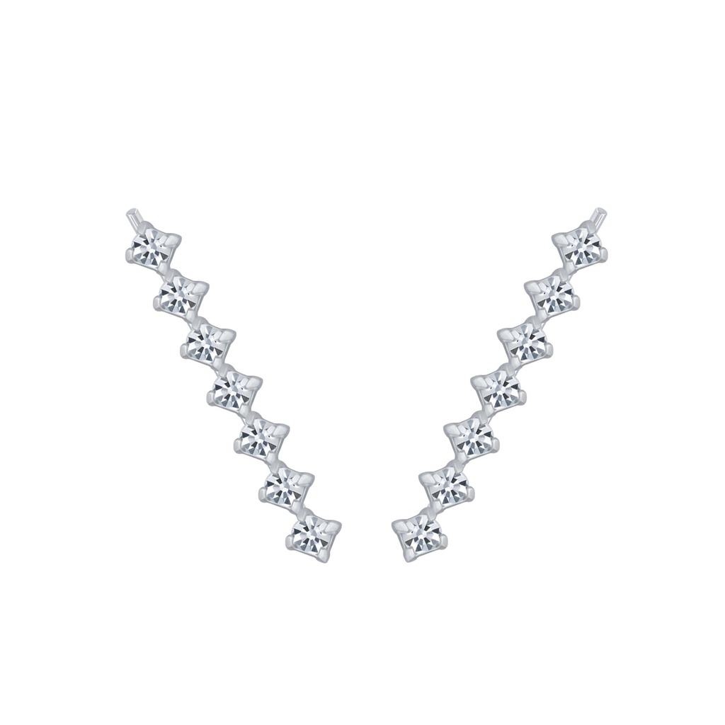 Grimpeurs d'oreille ligne en argent cristal