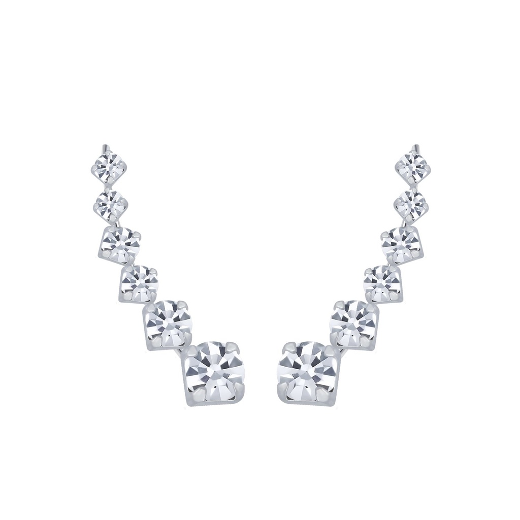 Grimpeurs d'oreille ligne courbés en argent cristal
