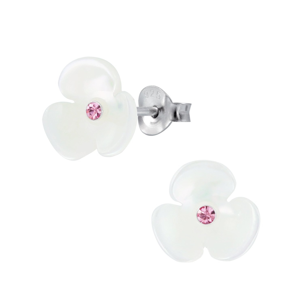 [10003088] Silver Shell Flower Stud Earrings