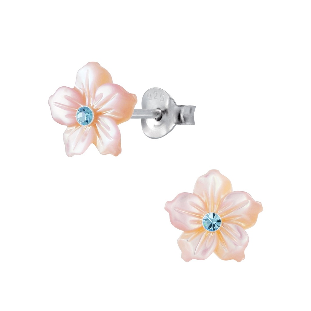 [10003075] Silver Shell Flower Stud Earrings