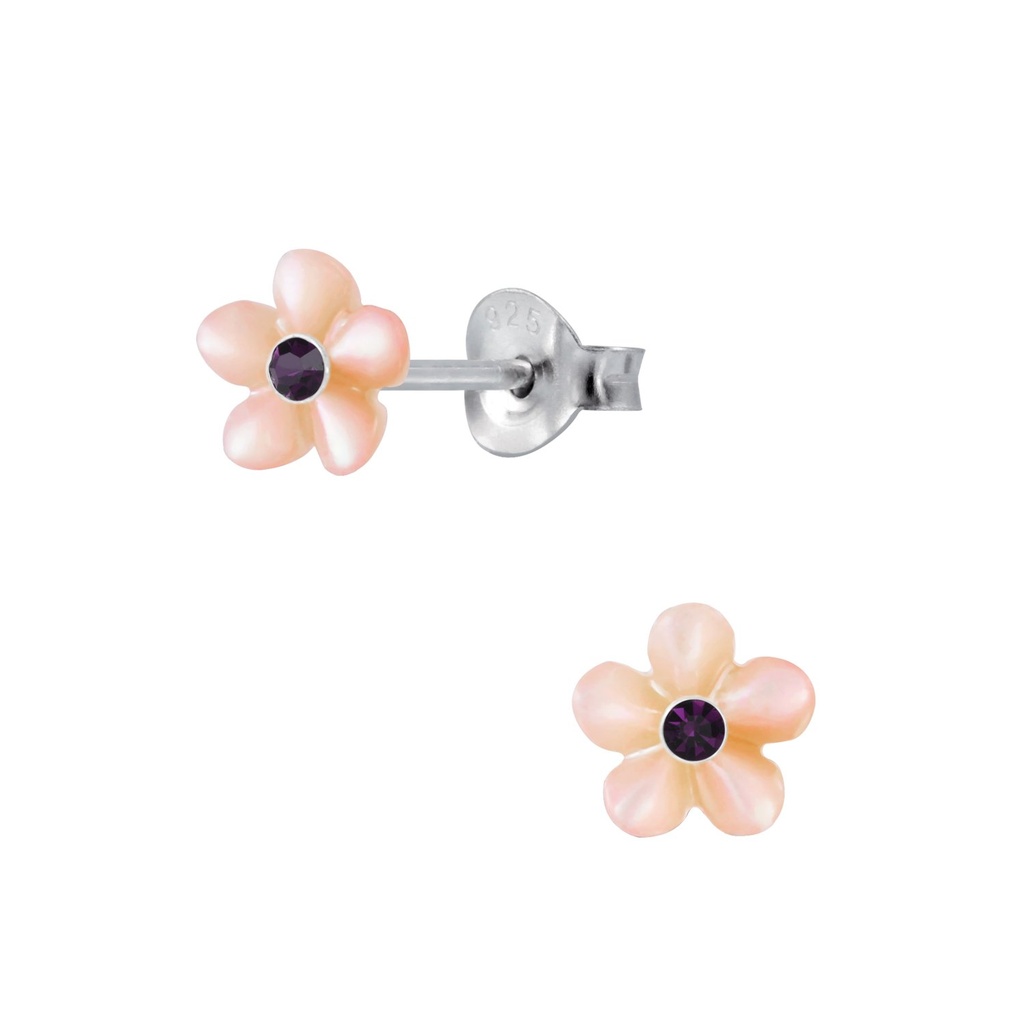 [10003071] Silver Shell Flower Stud Earrings