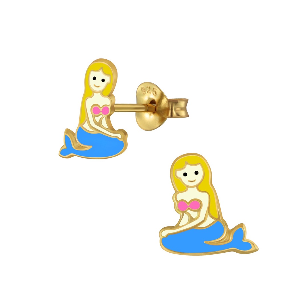 Silver Mermaid Stud Earrings