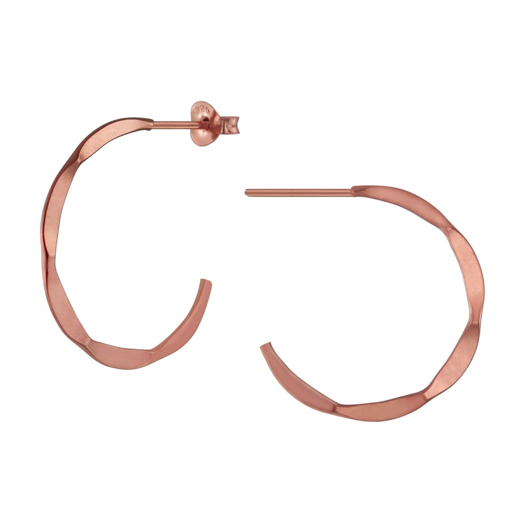 [10003025] Silver Hammered Half Hoop Stud Earrings