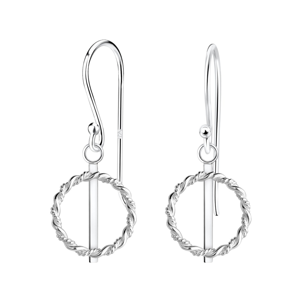 Silver Twisted Circle Earrings