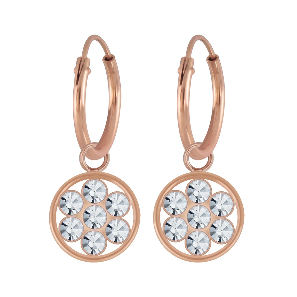 Silver Circle Charm Hoop Earrings