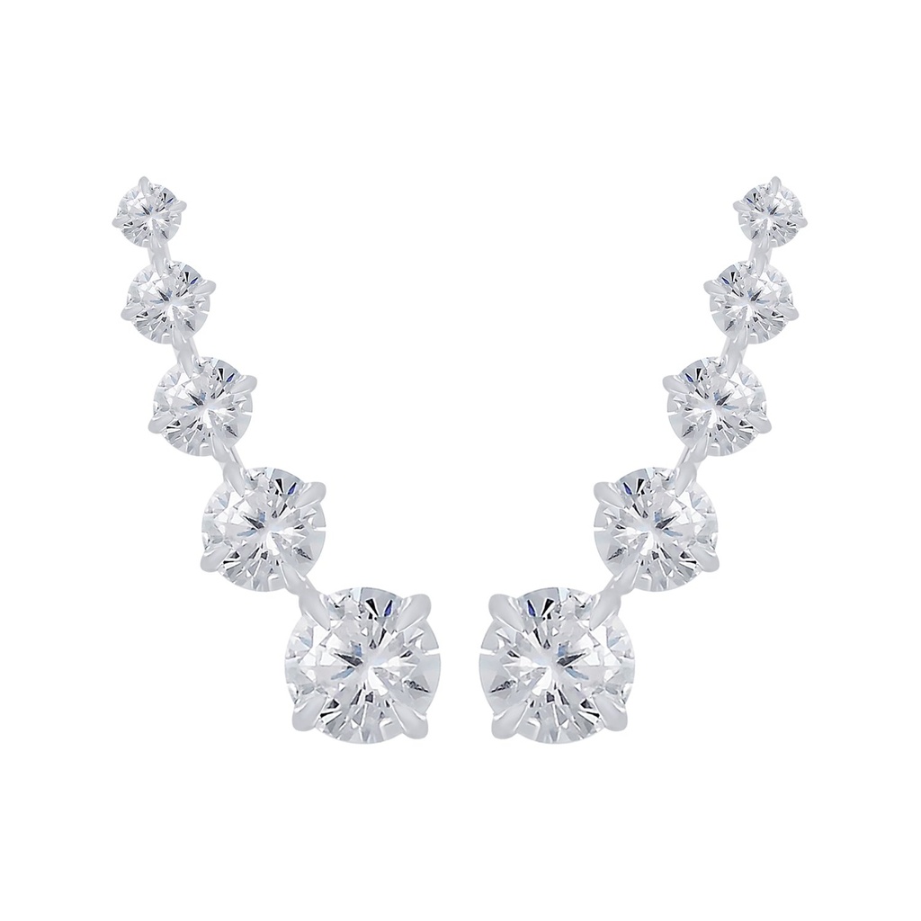 [10003011] Silver Cubic Zirconia Ear Climbers