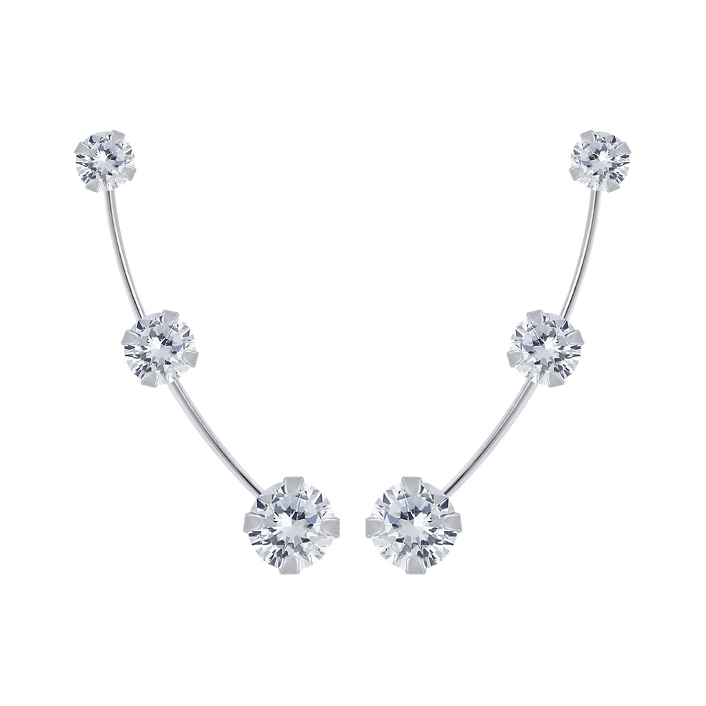[10003008] Silver Cubic Zirconia Ear Climbers