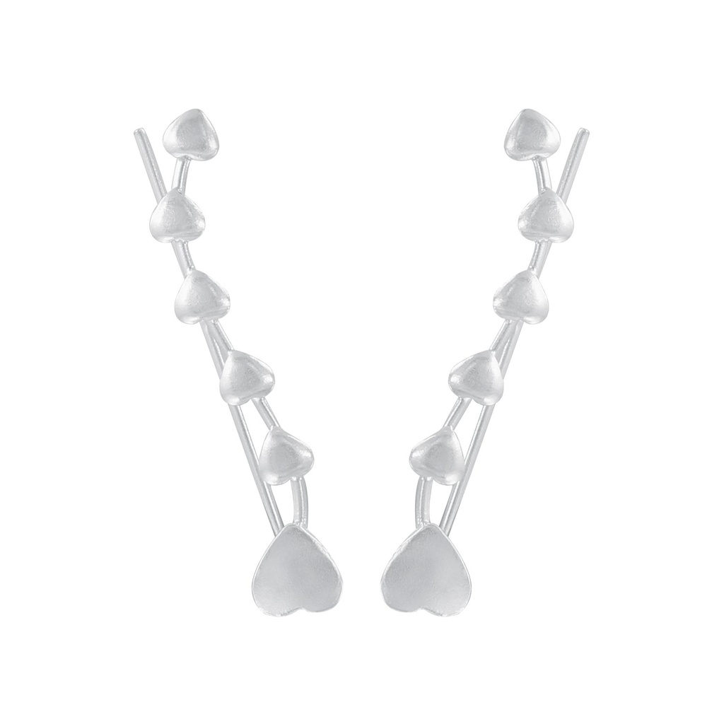 Silver Heart Ear Climbers