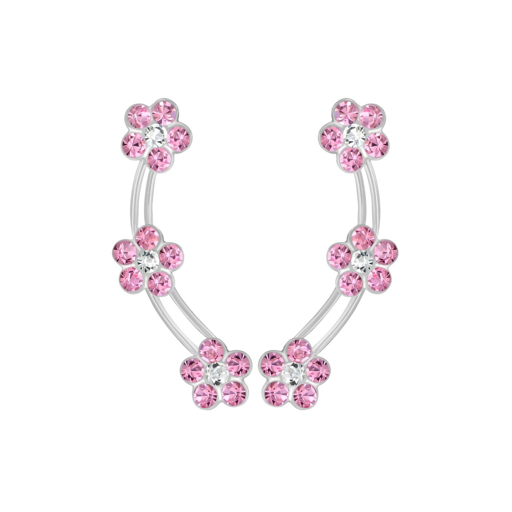Grimpeurs d'oreille en argent cristal fleur