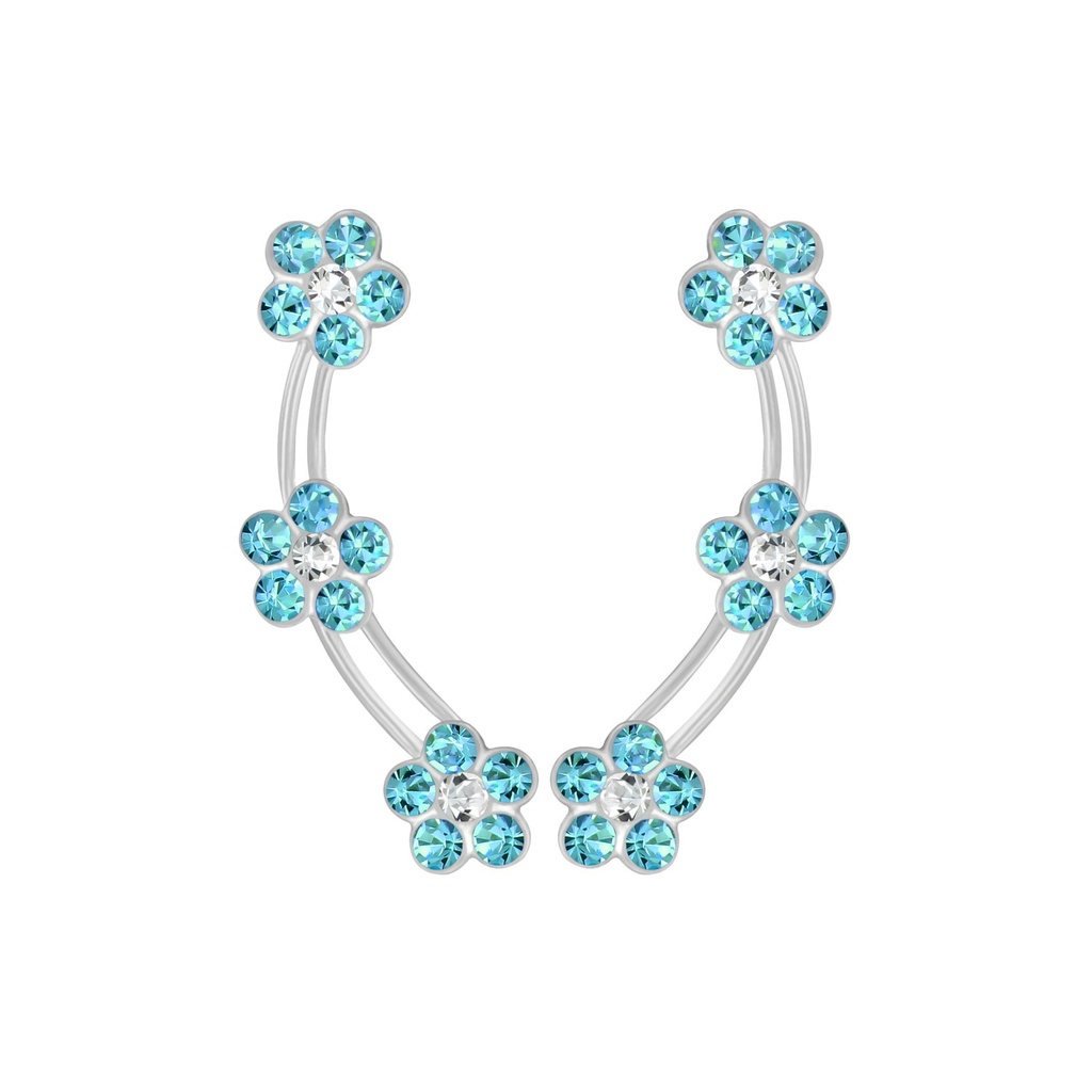 [10002992] Grimpeurs d'oreille en argent cristal fleur