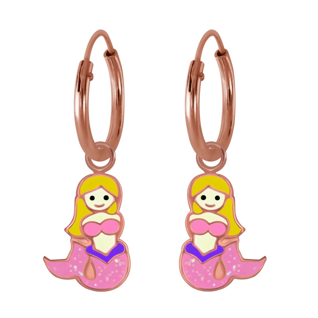 Silver Mermaid Charm Hoop Earrings