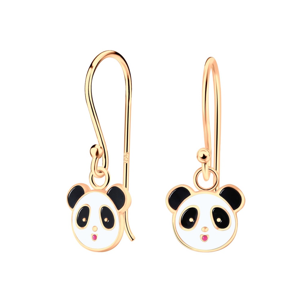 Boucles d'oreilles panda en argent