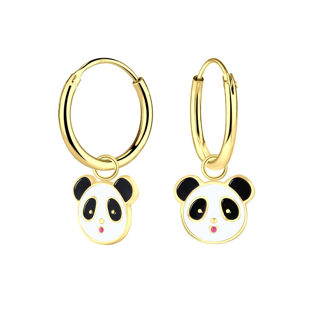 Créoles breloque panda en argent