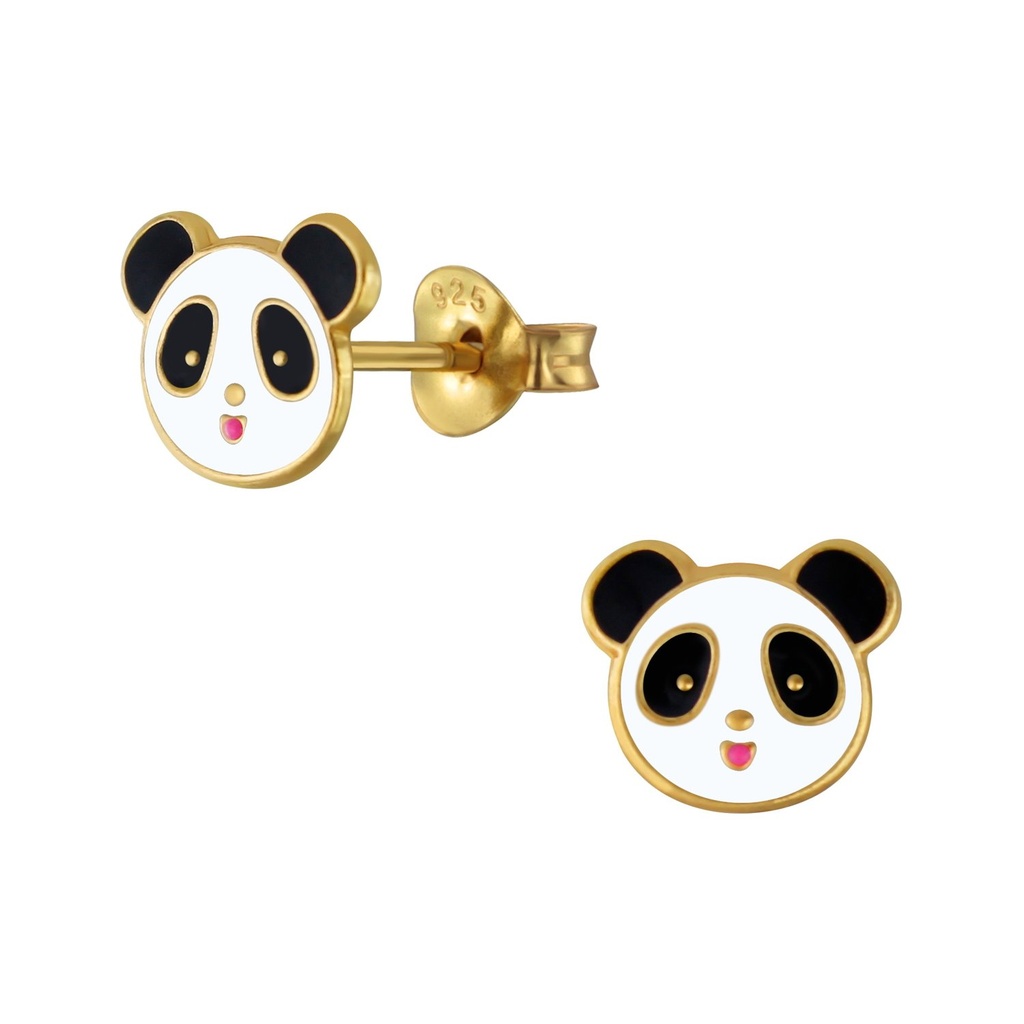 [10002978] Silver Panda Stud Earrings