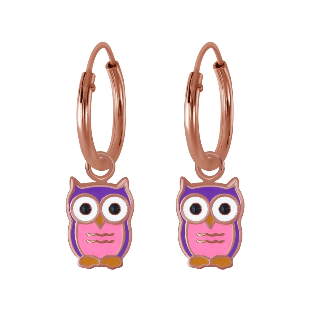 Créoles breloque hibou en argent